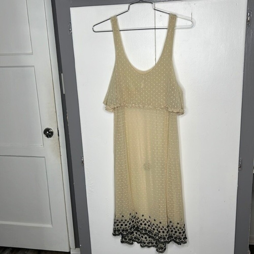 FREE PEOPLE Intimately Maxi Dress Small Ruffle embroidered Mesh